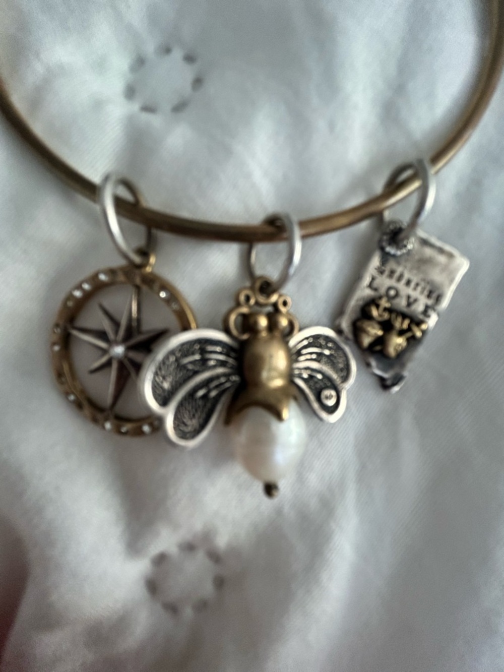 Waxing Poetic Gold-Tone Charm Bangle with Compass, Bee & Book - Picture 2 of 5